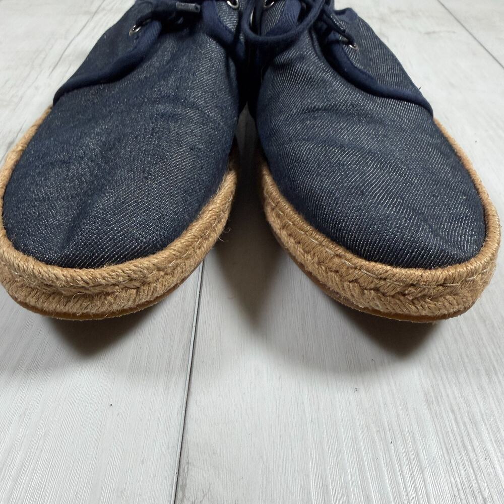 BURBERRY Mens Euro 43/ US 10 Navy Blue Denim Espadrille Laced Shoes Travel - Picture 2 of 10